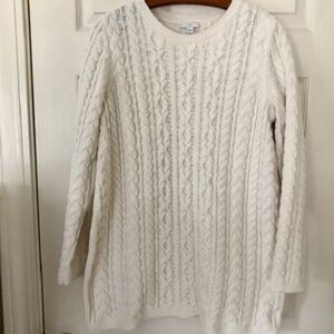 J. Jill Cable Knit Ivory Chenille Pullover Sweater Size M